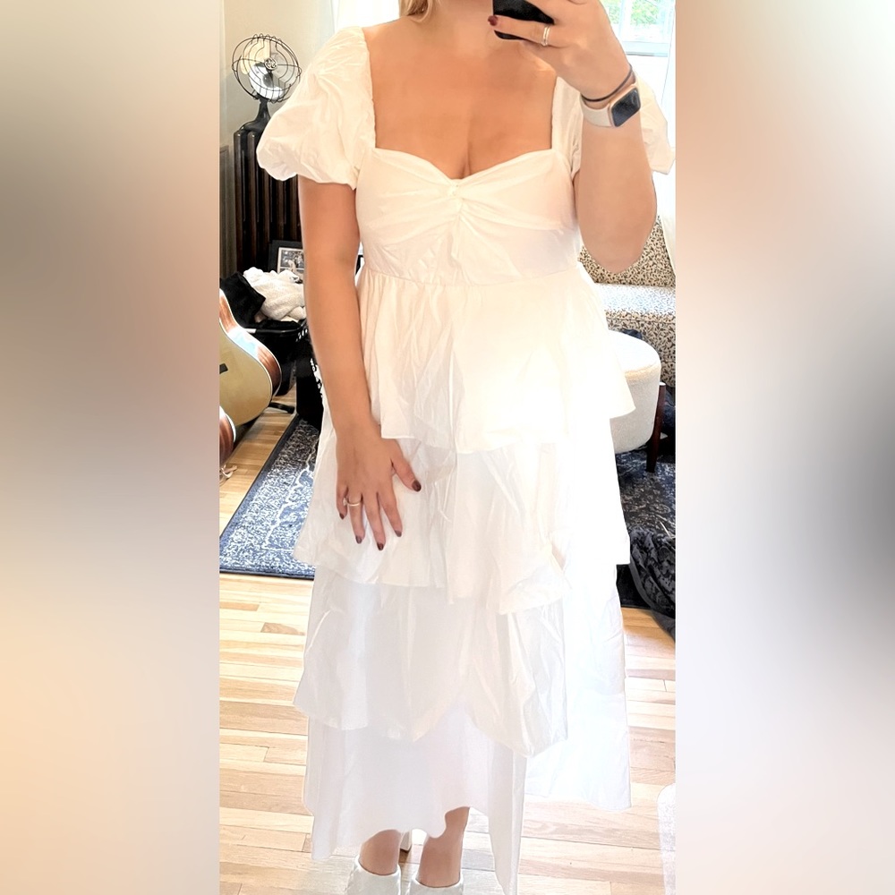 Show Me Your MuMu White Va Va Midi Dress